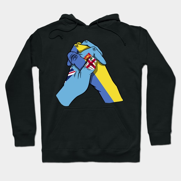 Fiji and Ukraine Flags Holding Hands Ukraine Fiji Roots Hoodie by BramCrye